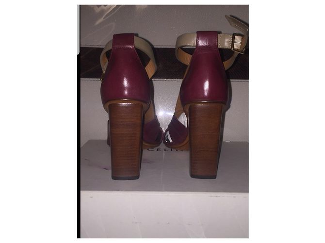 Sandali Céline in pelle bordeaux marrone 38 Bordò - vista 3