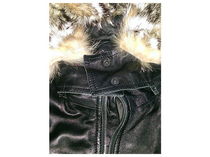 Autre Marque Lederjacke im Biker Stil aus schwarzem gestepptem Lammfell - Ansicht 4