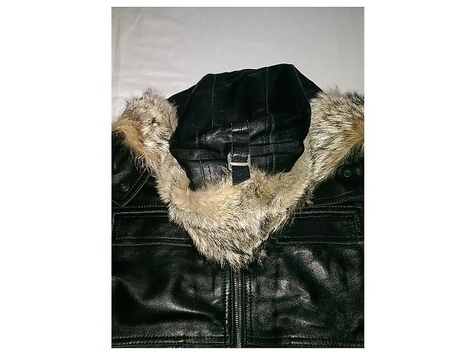Autre Marque Lederjacke im Biker Stil aus schwarzem gestepptem Lammfell - Ansicht 5