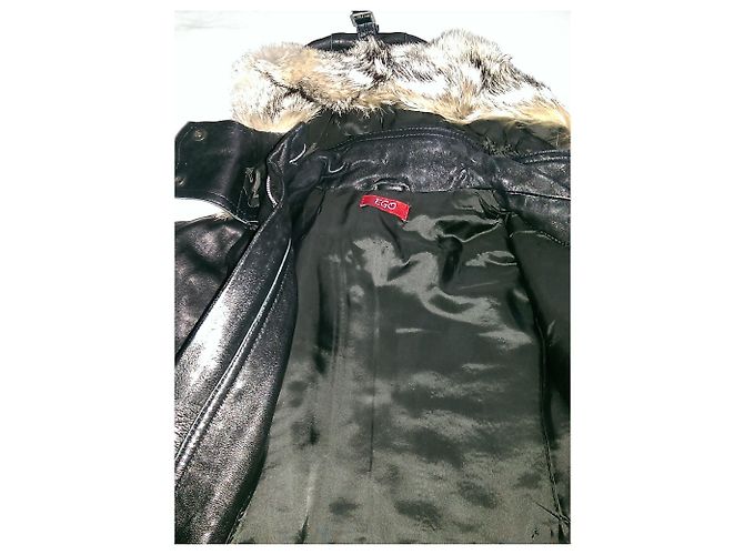 Autre Marque Lederjacke im Biker Stil aus schwarzem gestepptem Lammfell - Ansicht 6