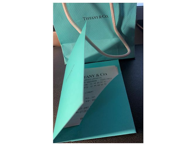 Tiffany & Co Cadeia bonita e 2 Corações de prata e email Marca azul turquesa Tiffany; - vista 4