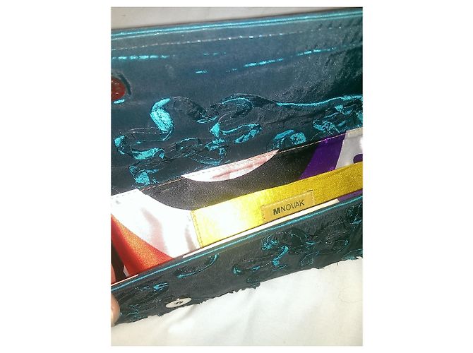 Autre Marque Clutch in raso Mnovak Verde - vista 4