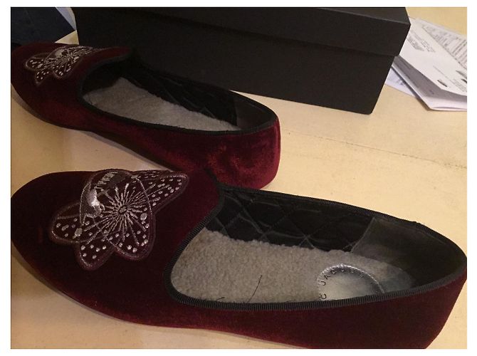 Marc by Marc Jacobs Ballerinas Samt Dunkelrot Bordeaux - Ansicht 3