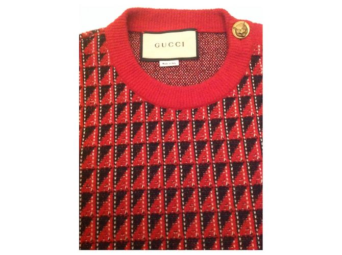 Gucci Pull jacquard neuf avec facture Noir Blanc Rouge - vue 3