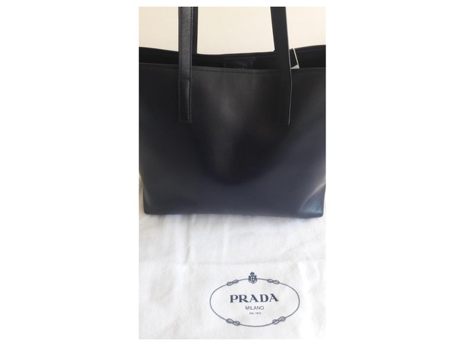 Tote Prada Ledertasche, UNGETRAGEN Marineblau - Ansicht 7