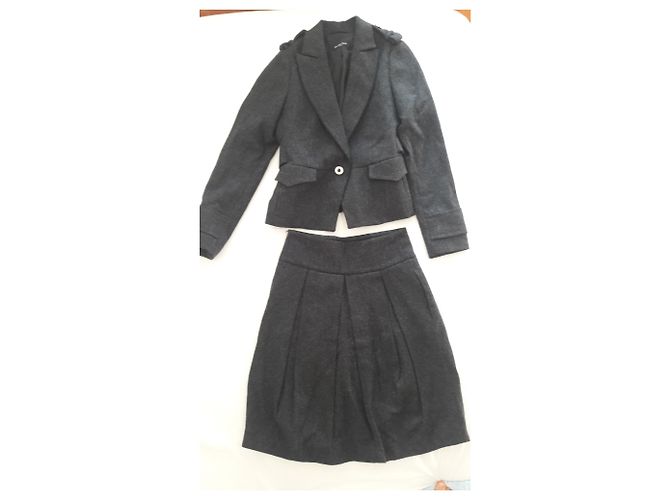 Massimo Dutti Wollrockanzug, Größe 38, blaue und graue Farbe - Ansicht 2