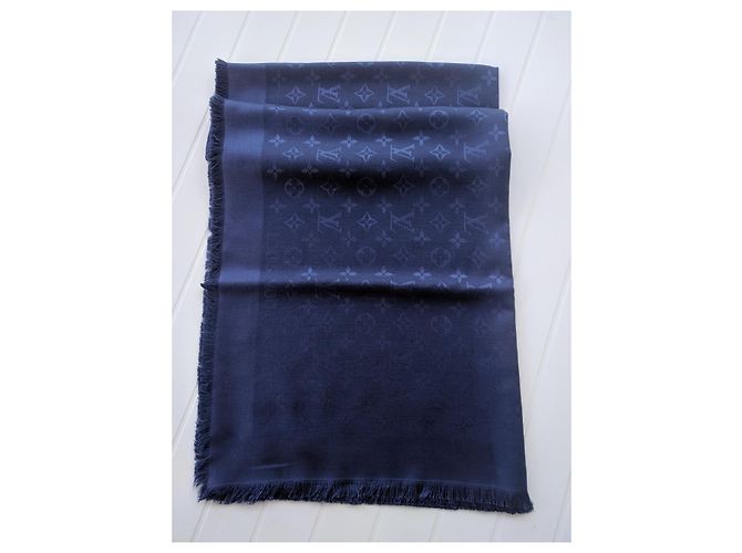 Louis Vuitton Monogramm Seidenschal Marineblau - Ansicht 2