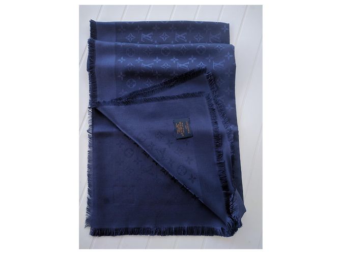 Louis Vuitton Monogramm Seidenschal Marineblau - Ansicht 3