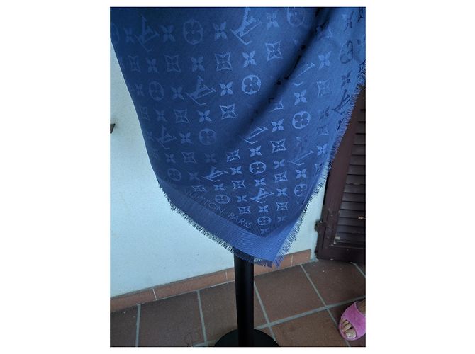 Louis Vuitton Monogramm Seidenschal Marineblau - Ansicht 5