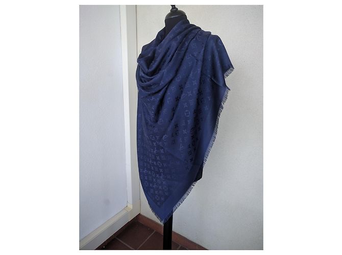 Louis Vuitton Monogramm Seidenschal Marineblau - Ansicht 6
