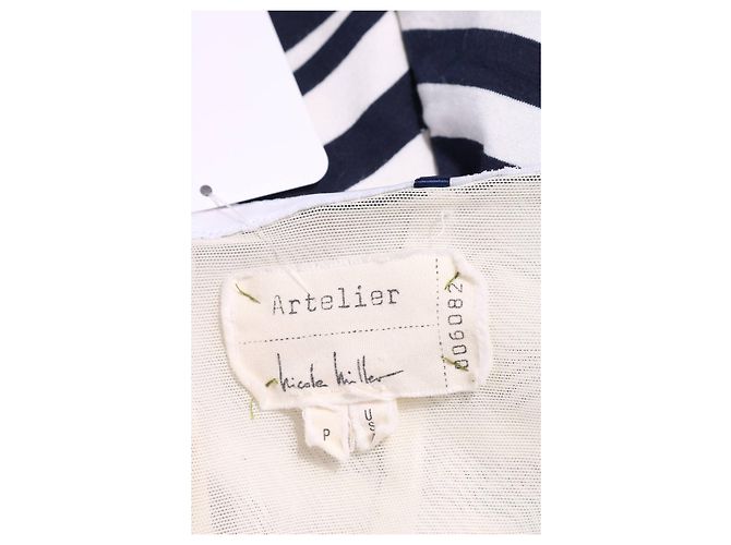 Nicole Miller Gestreiftes Kleid Weiß Dunkelblau - Ansicht 3