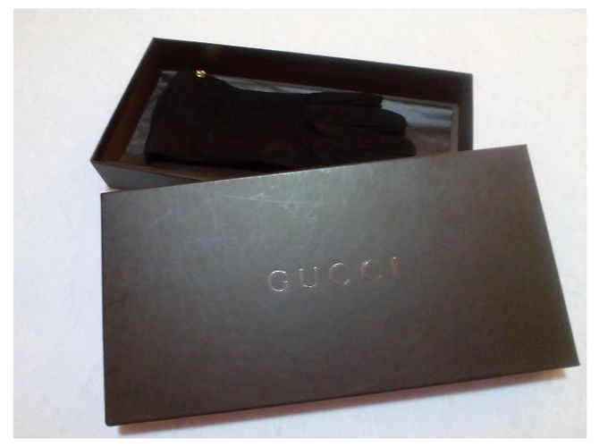 GUCCI Schwarze Wildlederhandschuhe - Ansicht 3