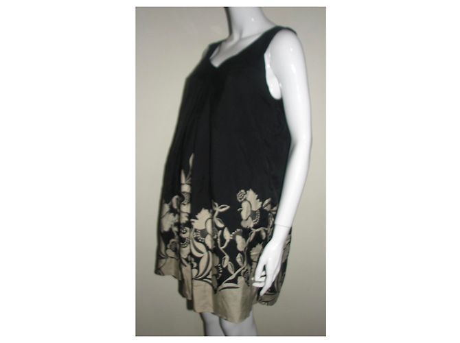 Abito in seta Temperley London a trapezio nero e crema Crudo - vista 4