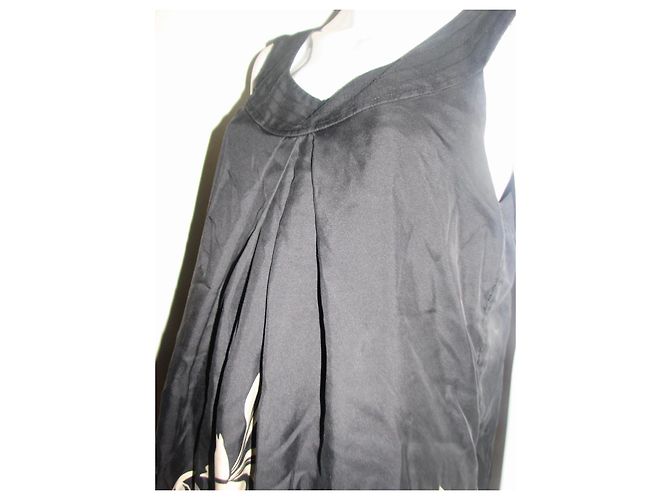 Abito in seta Temperley London a trapezio nero e crema Crudo - vista 5