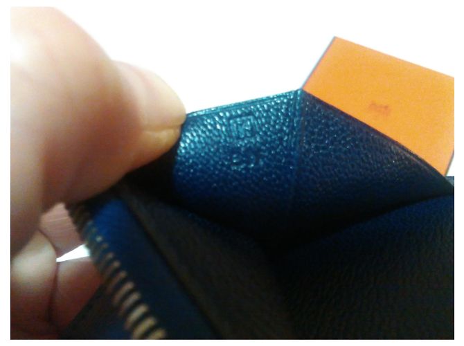 Béarn Hermès Bearn Varanus Niloticus Geldbörse Authentic Blau - Ansicht 4