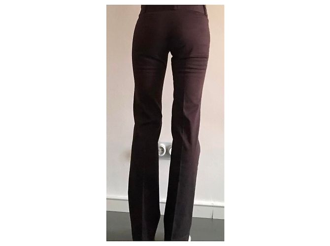 Autre Marque Pantalón de algodón con pierna elástica acampanada T. 34-36 Marrón oscuro - vista 3