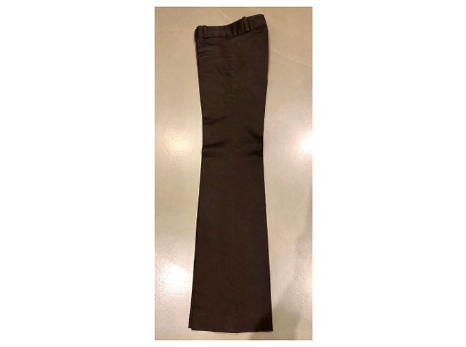 Autre Marque Pantalón de algodón con pierna elástica acampanada T. 34-36 Marrón oscuro - vista 4
