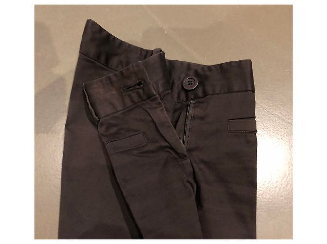 Autre Marque Pantalón de algodón con pierna elástica acampanada T. 34-36 Marrón oscuro - vista 6