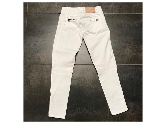 Vaqueros Biker Pierre Balmain Blancos Ajustados - vista 2