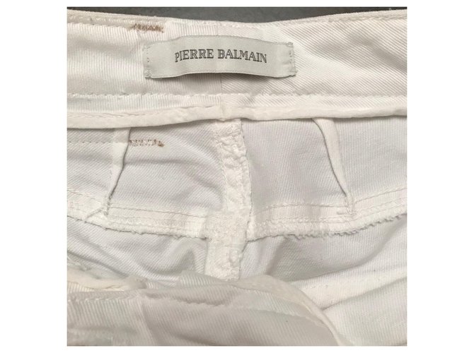 Vaqueros Biker Pierre Balmain Blancos Ajustados - vista 3