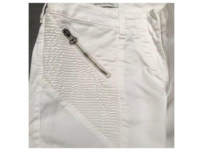 Vaqueros Biker Pierre Balmain Blancos Ajustados - vista 5