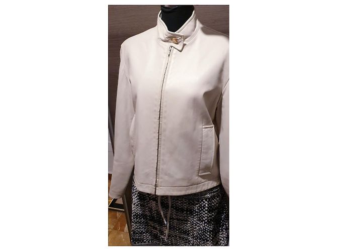 Hermès Leder Wendejacke Grau Aus weiß - Ansicht 19
