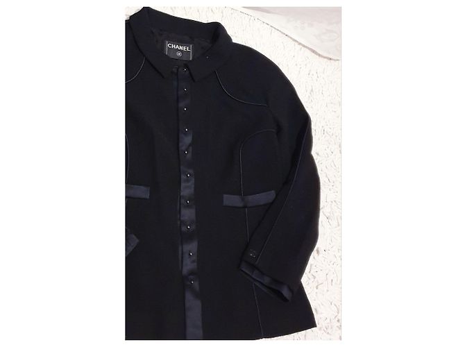 Conjunto de jaqueta Chanel / calça de lã e seda Preto - vista 10
