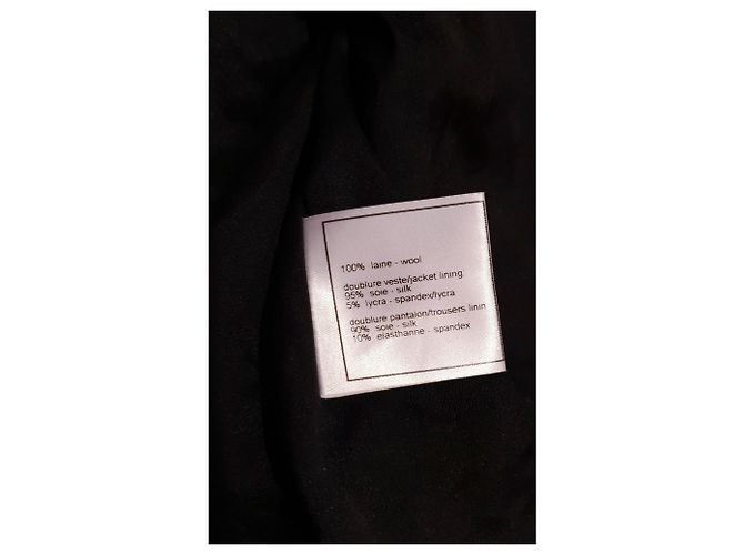 Conjunto de jaqueta Chanel / calça de lã e seda Preto - vista 22