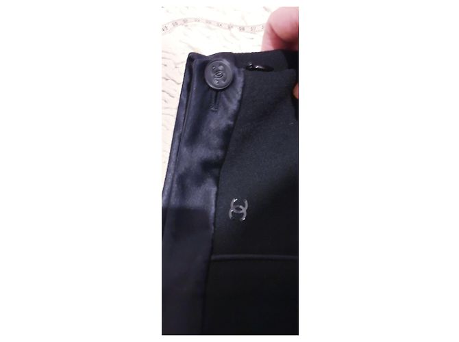 Conjunto de jaqueta Chanel / calça de lã e seda Preto - vista 4