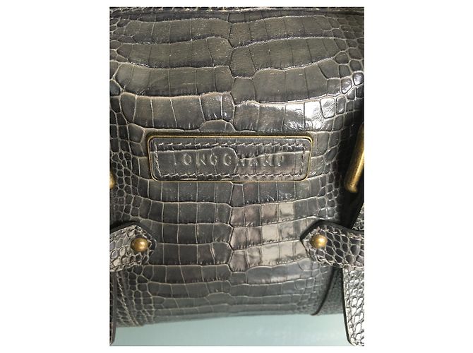 Borsa Longchamp Kate Moss in pelle grigio scuro Grigio antracite - vista 3