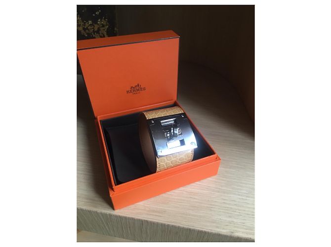 Splendido bracciale per cane Hermès Kelly,  alligatore lucido, neuf Beige - vista 4