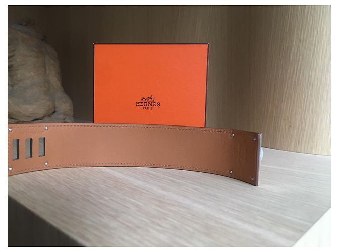 Splendido bracciale per cane Hermès Kelly,  alligatore lucido, neuf Beige - vista 6