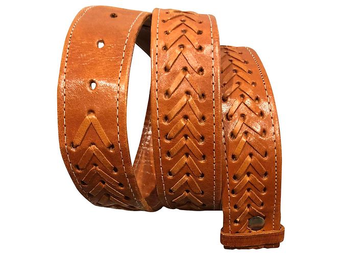 Autre Marque handmade soft leather belt T. 90-95 Unisex Cognac - view 2