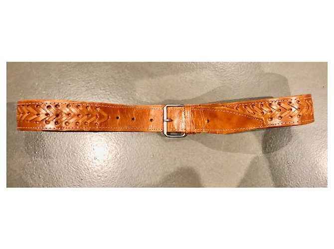 Autre Marque handmade soft leather belt T. 90-95 Unisex Cognac - view 3