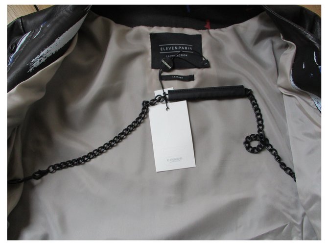 Eleven Paris Lammlederjacke, Größe L.  Arty. Schwarz - Ansicht 2