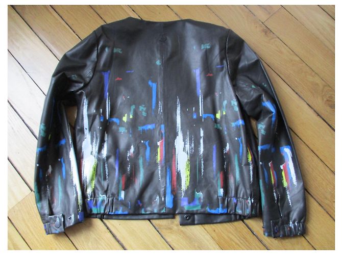 Eleven Paris Lammlederjacke, Größe L.  Arty. Schwarz - Ansicht 4