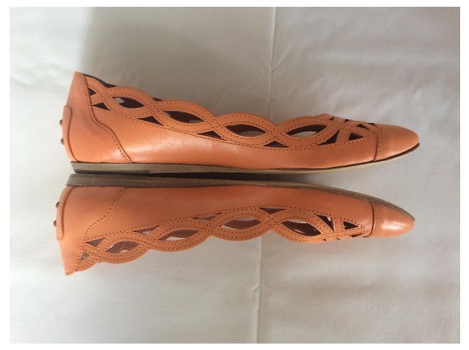 Bailarinas Tod's de cuero caladas naranja - vista 3
