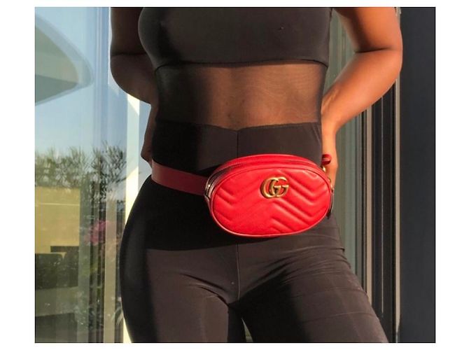 Riñonera Gucci Marmont de cuero roja - vista 5
