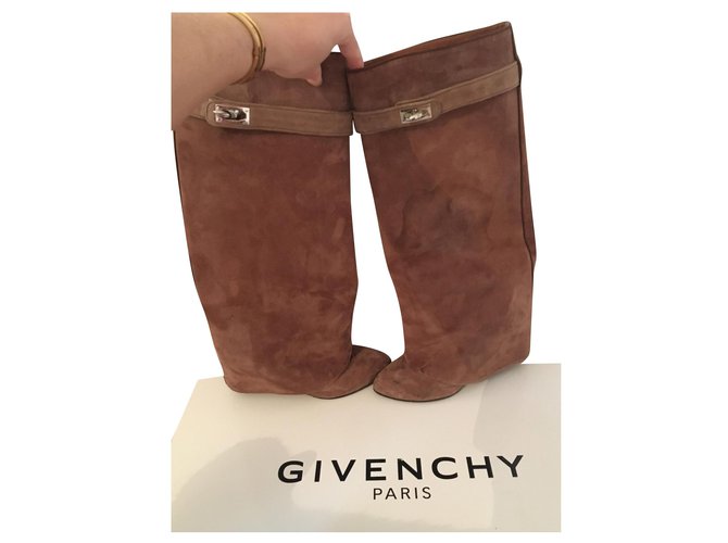 Botas Givenchy Shark de piel de ciervo marrón Castaño - vista 2