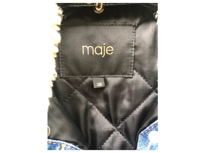 Maje Jeansjacke mit Schachbrettmuster hellblau - Ansicht 3