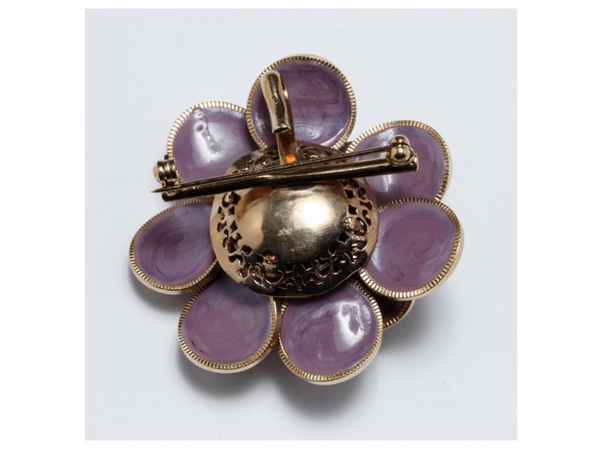 Autre Marque SPILLA E CIONDOLO VIOLA CAMELIA D'oro Porpora - vista 3