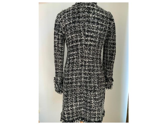 Luisa Spagnoli Casaco preto e branco estilo Chanel em lã IT42 - vista 3