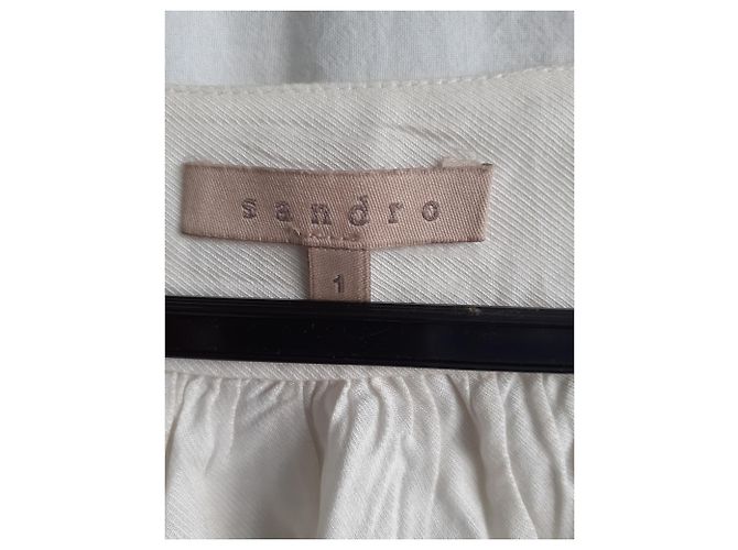 Blusa Sandro de linho e algodão bordada Creme - vista 4
