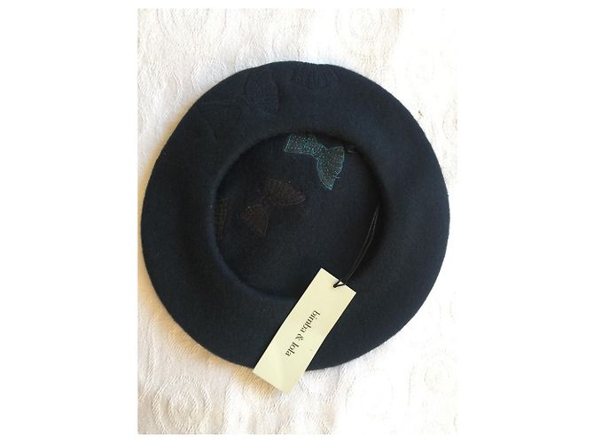 Berretto Bimba & Lola in lana cotta nera con ricamo a nodo Nero - vista 3