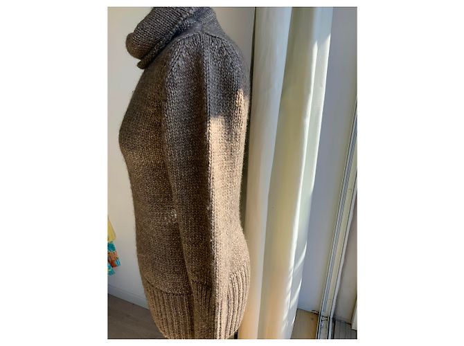Pollini Neuer Rollkragenpullover,  Tunika, braun mit goldenem Faden - Ansicht 2