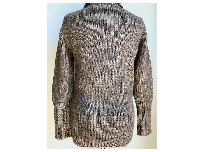 Pollini Neuer Rollkragenpullover,  Tunika, braun mit goldenem Faden - Ansicht 3