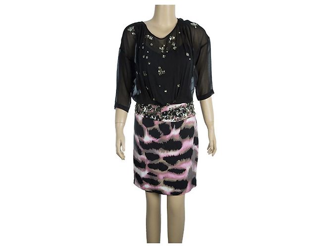 Abito Diane Von Furstenberg Cadman in seta multicolore Nero - vista 2