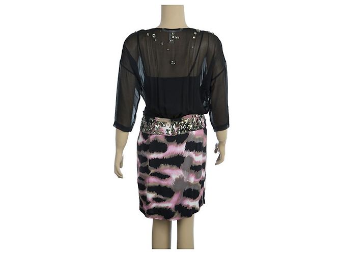 Abito Diane Von Furstenberg Cadman in seta multicolore Nero - vista 3
