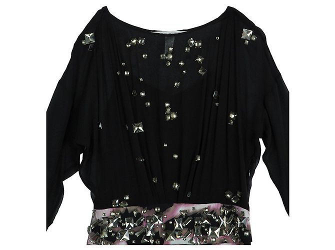 Abito Diane Von Furstenberg Cadman in seta multicolore Nero - vista 4
