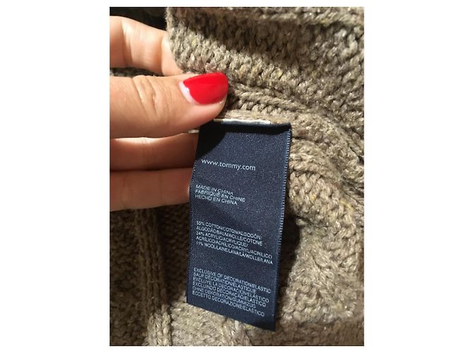 Tommy Hilfiger Lange Strickjacke Beige Hellbraun - Ansicht 5
